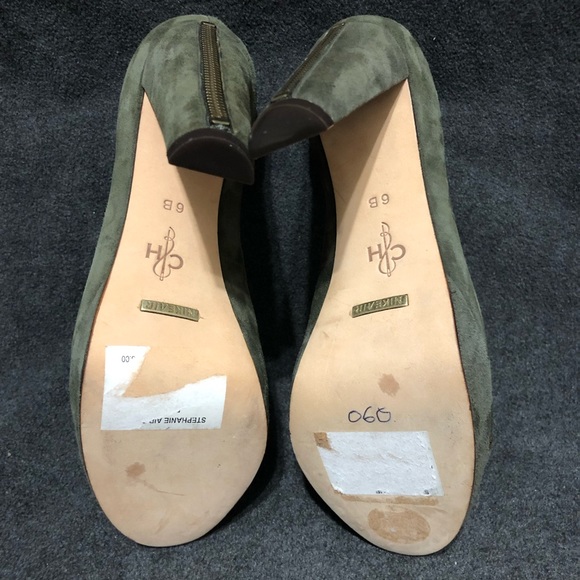 Cole Haan Women's Stephanie Zipper Platform Olive Green Suede Pumps Size 6B - Picture 7 of 11